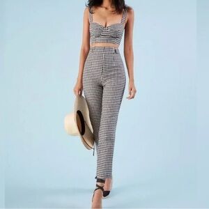 Reformation Black and white gingham 2 piece linen set